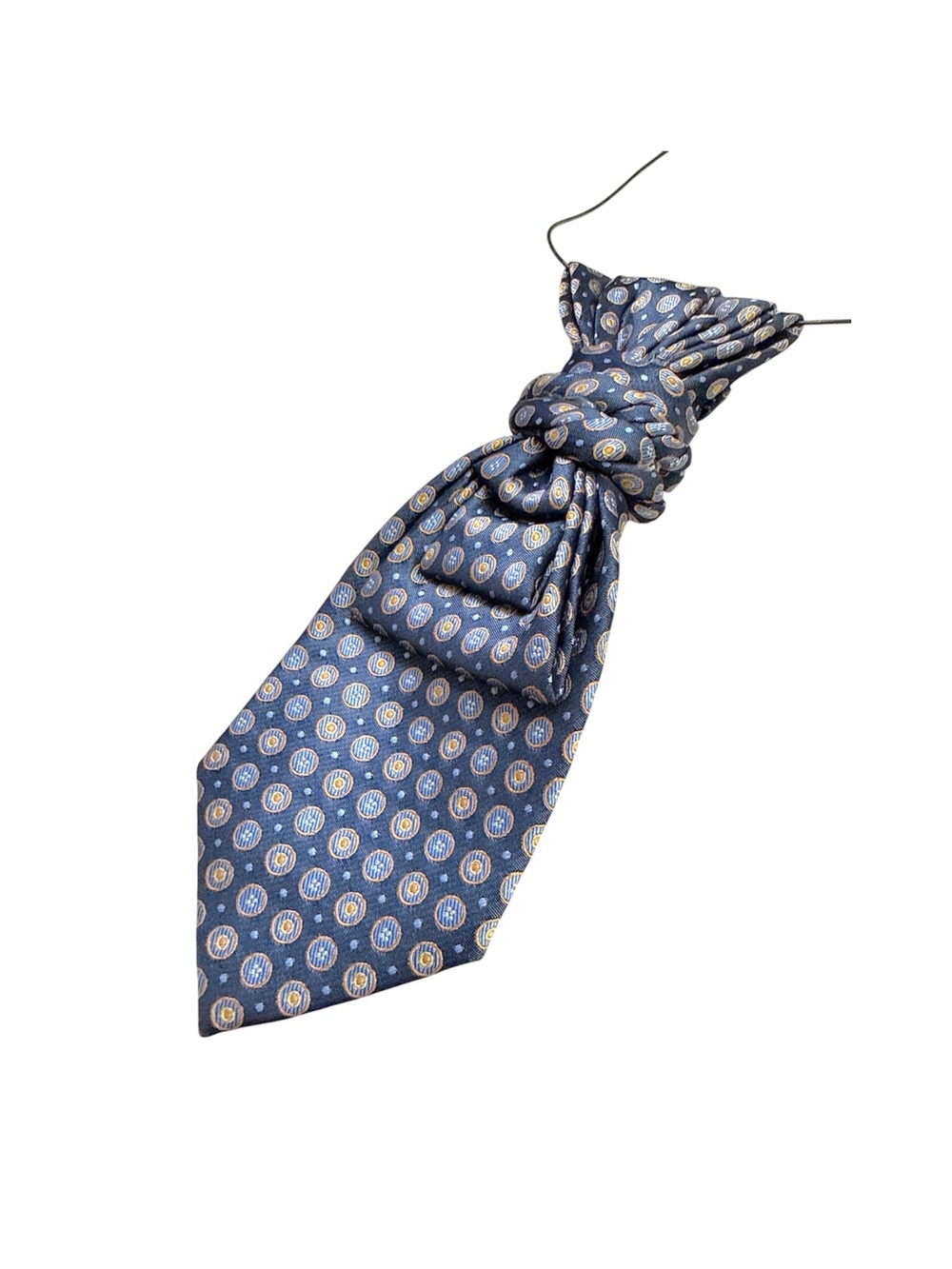 Handcrafted Blue Patterned Tie Necklace on 18” Black Cord